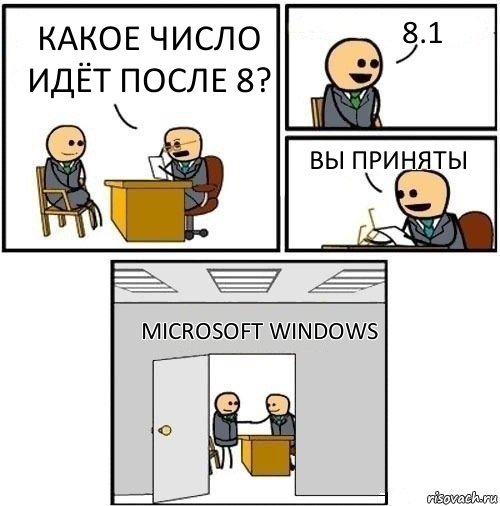 Какое число идёт после 8? 8.1 Вы приняты Microsoft Windows, Комикс  Приняты