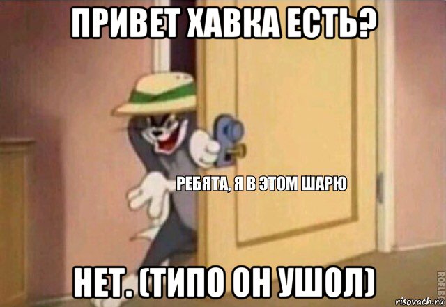 привет хавка есть? нет. (типо он ушол), Мем    Ребята я в этом шарю