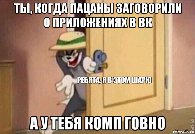 ты, когда пацаны заговорили о приложениях в вк а у тебя комп говно, Мем    Ребята я в этом шарю