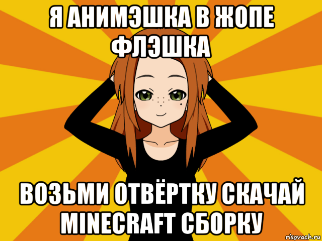 я анимэшка в жопе флэшка возьми отвёртку скачай minecraft сборку, Мем Типичный игрок кисекае