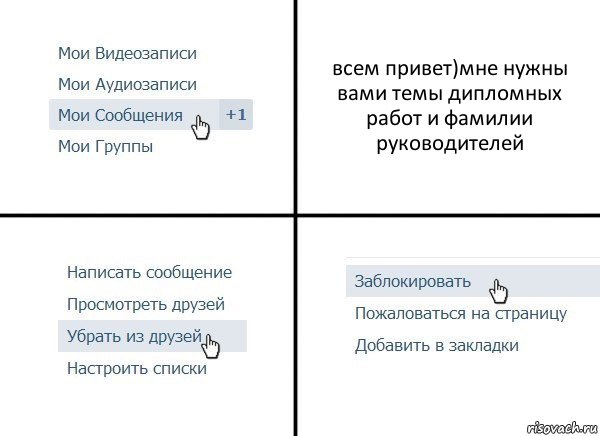 всем привет)мне нужны вами темы дипломных работ и фамилии руководителей, Комикс  Удалить из друзей