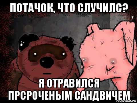 потачок, что случилс? я отравился прсроченым сандвичем, Мем Вонни и Птчк