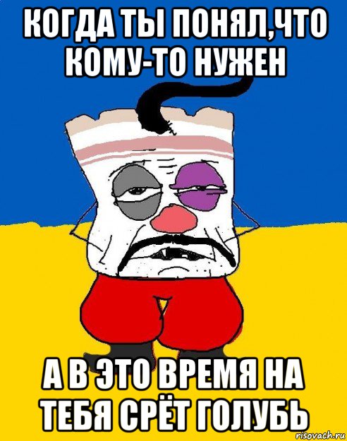 когда ты понял,что кому-то нужен а в это время на тебя срёт голубь, Мем Западенец - тухлое сало