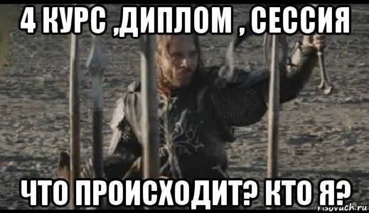 4 курс ,диплом , сессия что происходит? кто я?, Мем  Арагорн (Но только не сегодня)