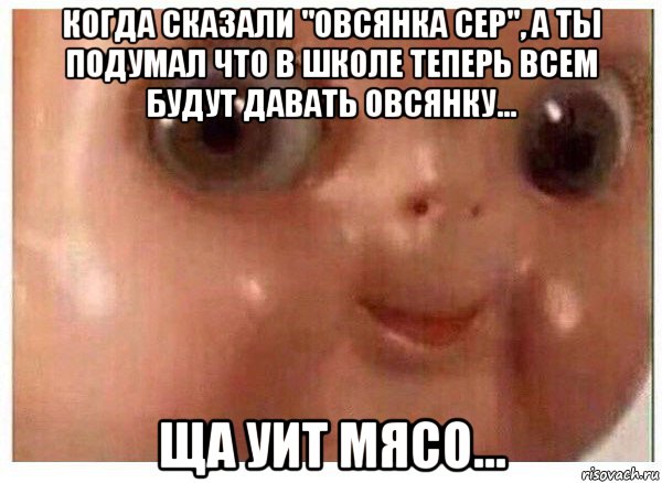 когда сказали "овсянка сер", а ты подумал что в школе теперь всем будут давать овсянку... ща уит мясо..., Мем Ща буит мясо