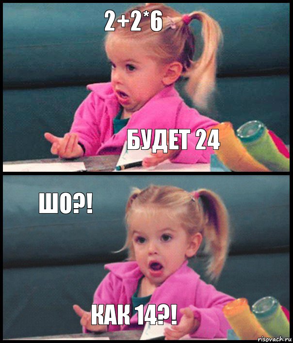 2+2*6 Будет 24 ШО?! КАК 14?!, Комикс  Возмущающаяся девочка