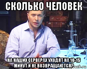 сколько человек на наших серверах уходят на 10-15 минут и не возвращаются?