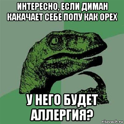 интересно, если диман какачает себе попу как орех у него будет аллергия?, Мем Филосораптор