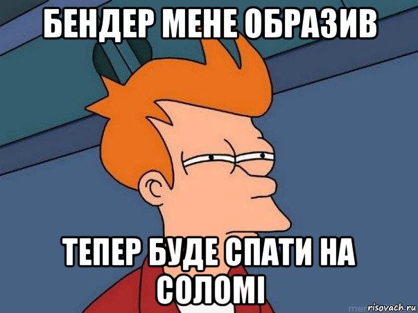 бендер мене образив тепер буде спати на соломі, Мем  Фрай (мне кажется или)