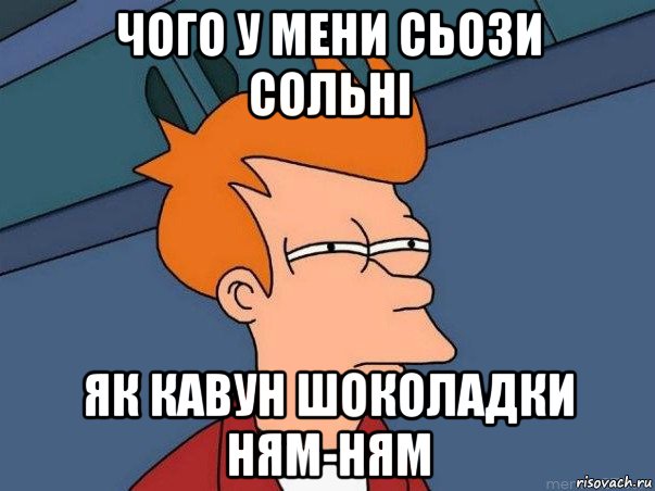 чого у мени сьози сольні як кавун шоколадки ням-ням, Мем  Фрай (мне кажется или)