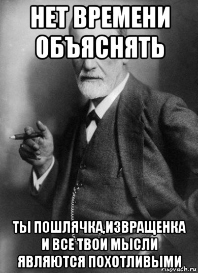 нет времени объяснять ты пошлячка,извращенка и все твои мысли являются похотливыми, Мем    Фрейд