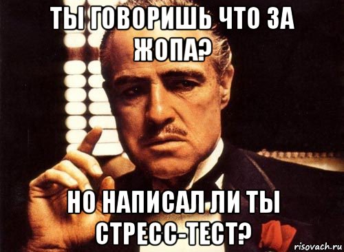 ты говоришь что за жопа? но написал ли ты стресс-тест?, Мем крестный отец