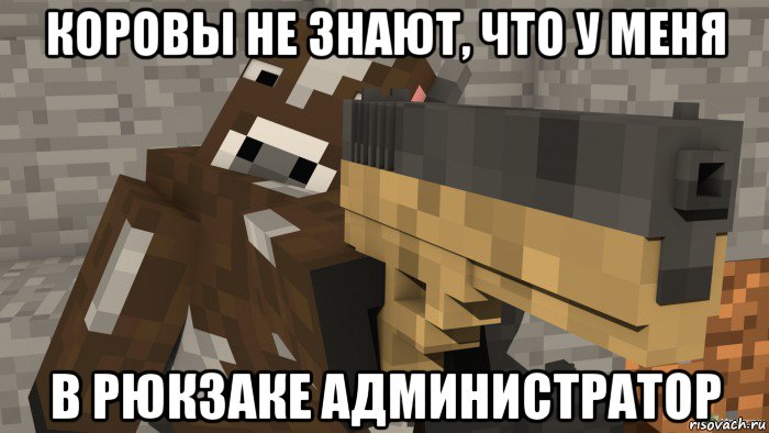 коровы не знают, что у меня в рюкзаке администратор, Мем Майнкрафт