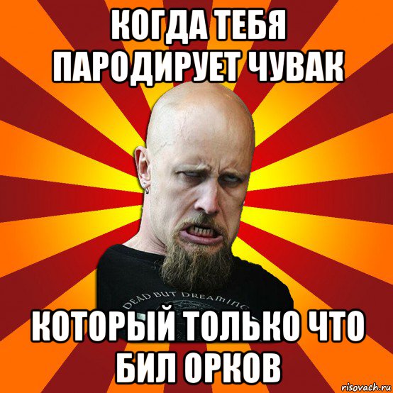 когда тебя пародирует чувак который только что бил орков, Мем Мое лицо когда