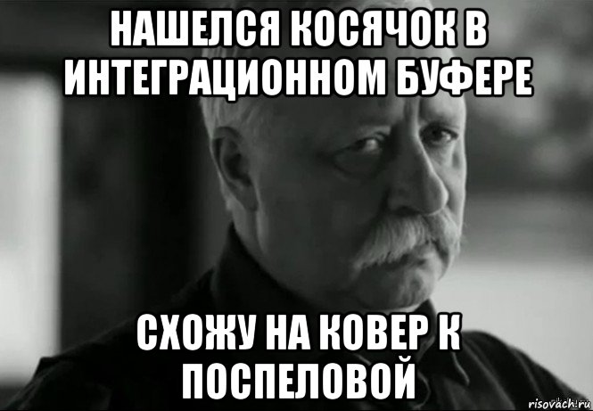 нашелся косячок в интеграционном буфере схожу на ковер к поспеловой, Мем Не расстраивай Леонида Аркадьевича