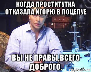 когда проститутка отказала игорю в поцелуе вы не правы,всего доброго.