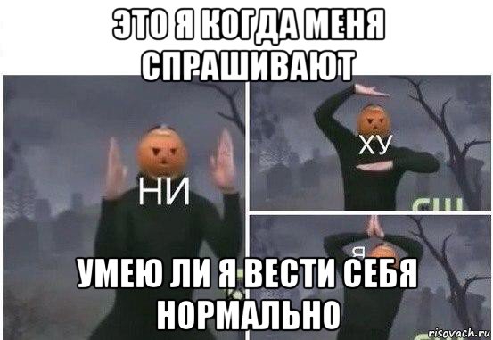 это я когда меня спрашивают умею ли я вести себя нормально, Мем  Ни ху Я