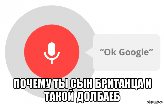  почему ты сын британца и такой долбаеб, Мем OK Google