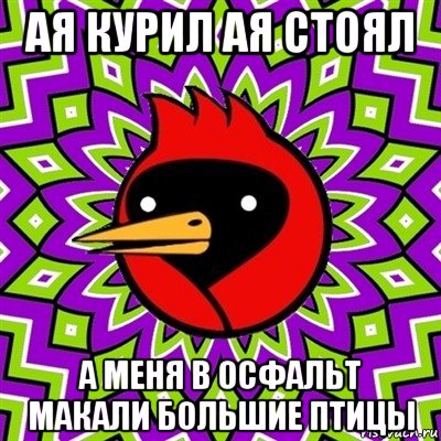 ая курил ая стоял а меня в осфальт макали большие птицы, Мем Омская птица