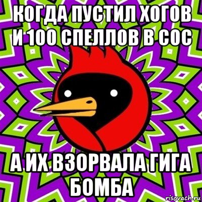 когда пустил хогов и 100 спеллов в coc а их взорвала гига бомба, Мем Омская птица