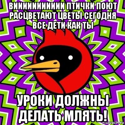 виииииииииии птички поют расцветают цветы сегодня все дети как ты уроки должны делать млять!, Мем Омская птица