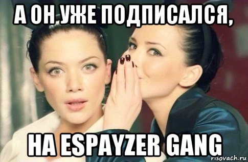 а он уже подписался, на espayzer gang, Мем  Он