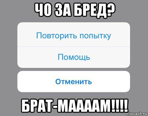 чо за бред? брат-маааам!!!!, Мем Отменить Помощь Повторить попытку