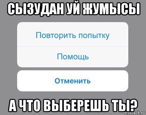 сызудан уй жумысы а что выберешь ты?, Мем Отменить Помощь Повторить попытку