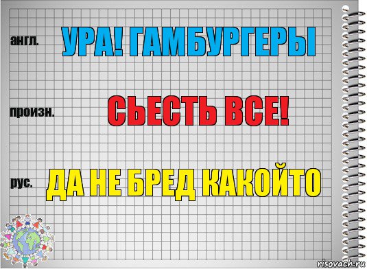 ура! гамбургеры сьесть все! да не бред какойто, Комикс  Перевод с английского