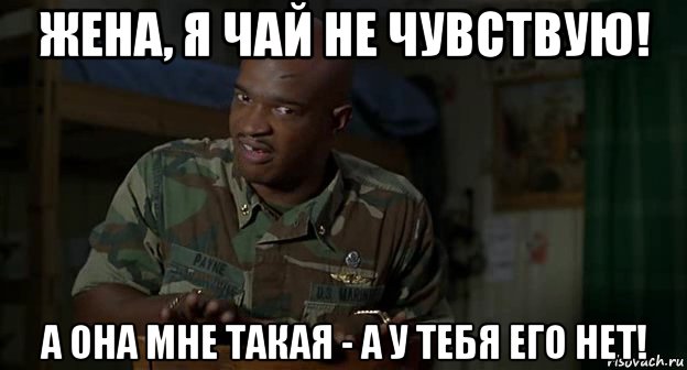 жена, я чай не чувствую! а она мне такая - а у тебя его нет!, Мем Пейн