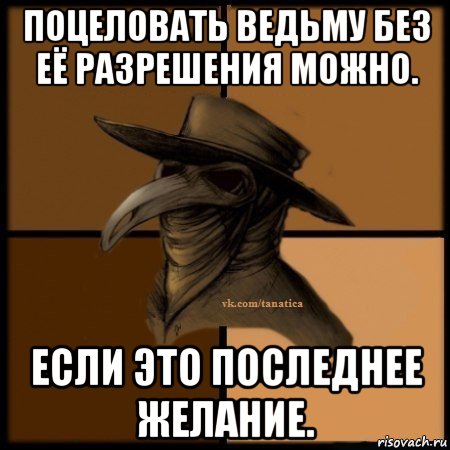 поцеловать ведьму без её разрешения можно. если это последнее желание., Мем Plague doctor