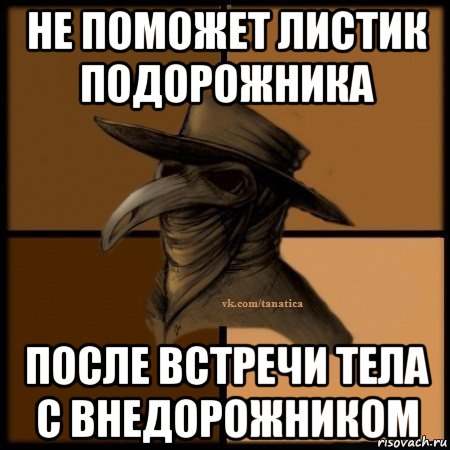 не поможет листик подорожника после встречи тела с внедорожником, Мем Plague doctor