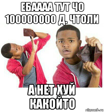 ебаааа тут чо 100000000 д. чтоли а нет хуй какойто, Мем  Пустой кошелек