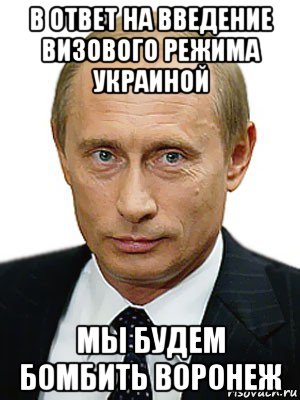 в ответ на введение визового режима украиной мы будем бомбить воронеж, Мем Путин