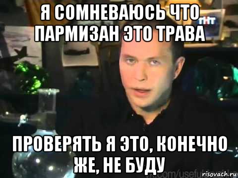 я сомневаюсь что пармизан это трава проверять я это, конечно же, не буду, Мем Сергей Дружко