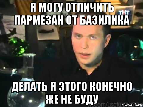 я могу отличить пармезан от базилика делать я этого конечно же не буду, Мем Сергей Дружко