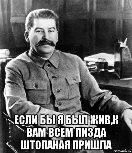  если бы я был жив,к вам всем пизда штопаная пришла, Мем  иосиф сталин