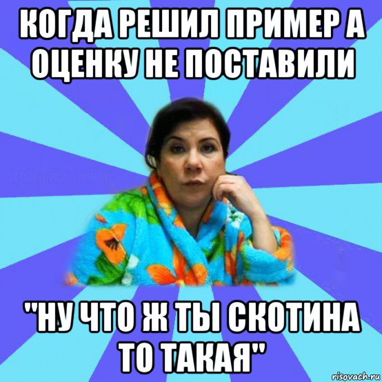 когда решил пример а оценку не поставили "ну что ж ты скотина то такая", Мем типичная мама