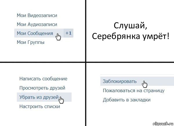 Слушай, Серебрянка умрёт!, Комикс  Удалить из друзей