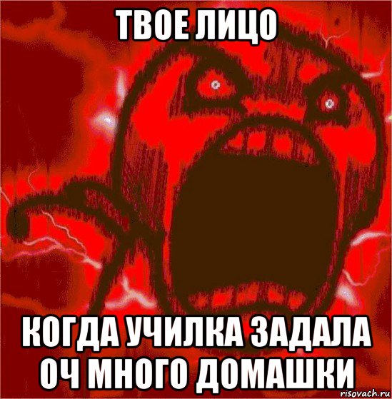 твое лицо когда училка задала оч много домашки