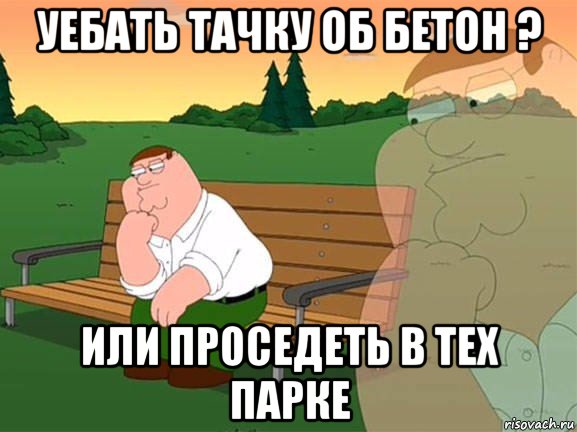 уебать тачку об бетон ? или проседеть в тех парке, Мем Задумчивый Гриффин