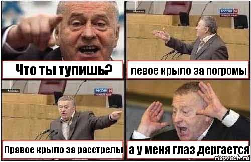 Что ты тупишь? левое крыло за погромы Правое крыло за расстрелы а у меня глаз дергается