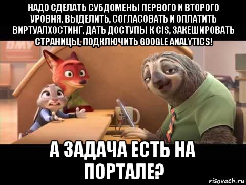 надо сделать субдомены первого и второго уровня, выделить, согласовать и оплатить виртуалхостинг, дать доступы к cis, закешировать страницы, подключить google analytics! а задача есть на портале?