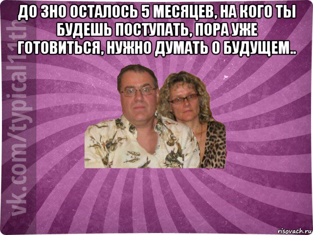 до зно осталось 5 месяцев, на кого ты будешь поступать, пора уже готовиться, нужно думать о будущем.. 