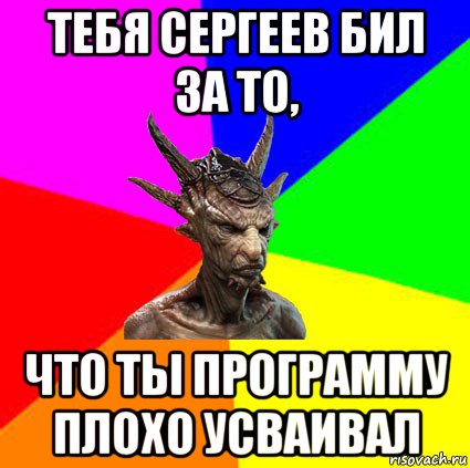 тебя сергеев бил за то, что ты программу плохо усваивал