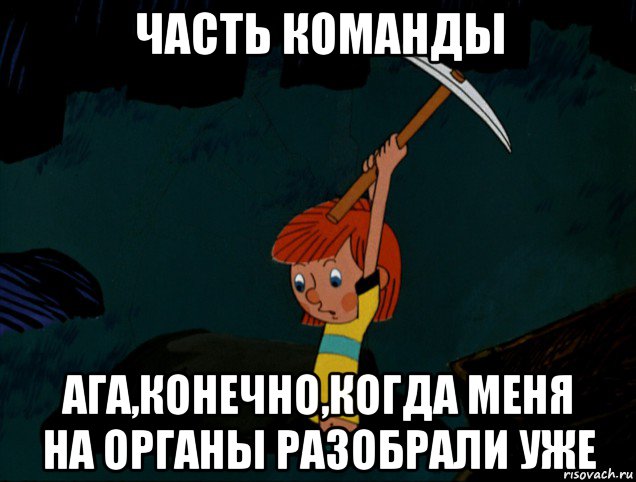 часть команды ага,конечно,когда меня на органы разобрали уже, Мем  Дядя Фёдор копает клад