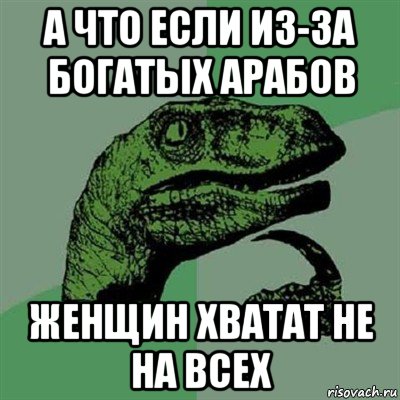 а что если из-за богатых арабов женщин хватат не на всех, Мем Филосораптор