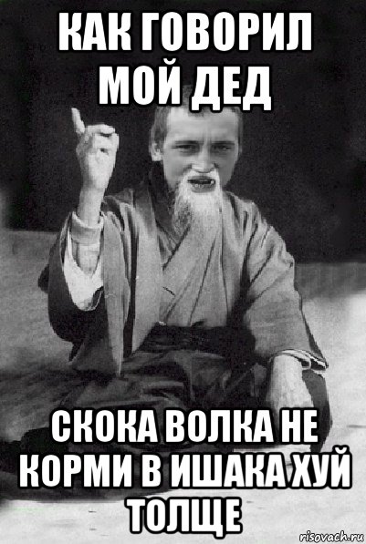 как говорил мой дед скока волка не корми в ишака хуй толще, Мем Мудрий паца