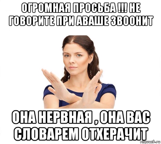 огромная просьба !!! не говорите при аваше звоонит она нервная , она вас словарем отхерачит, Мем Не зовите