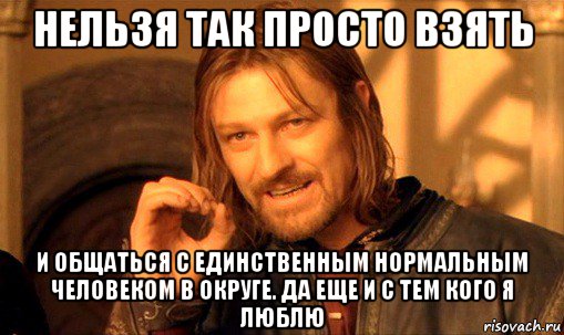 нельзя так просто взять и общаться с единственным нормальным человеком в округе. да еще и с тем кого я люблю, Мем Нельзя просто так взять и (Боромир мем)